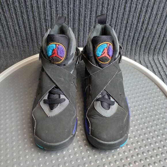 Nike Air Jordan 8 VIII Retro Youth Sneakers Black Aqua Size 5Y - Picture 2 of 10